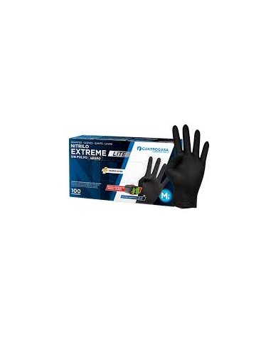 GUANTE NITRILO NEGRO  CUATROGASA T/M 100U