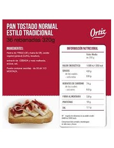 PAN TOSTADO ORTIZ 320G 36U