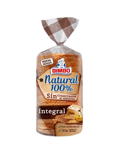 PAN BIMBO 100% NATURAL INTEGRAL S/AZ. 450G