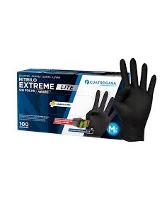 GUANTE NITRILO NEGRO  CUATROGASA EXTREME T/M 100U