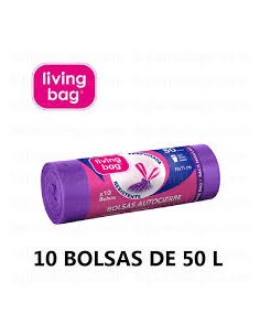 BOLSA BASURA LILA LIVINGBAG 50L 10U
