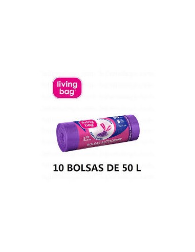 BOLSA BASURA LILA LIVINGBAG 50L 10U