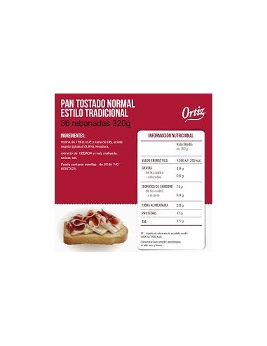 PAN TOSTADO ORTIZ 320G 36U