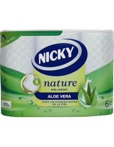 PAPEL HIGIENICO NATURE ALOE VERA NICKY 6U 2