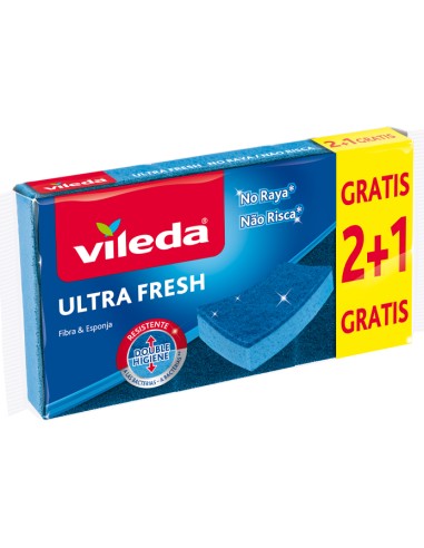 ESTROPAJO VILEDA ULTRA FRESH NO RAYA 2U+1 GRATIS