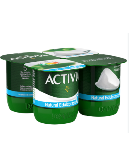 YOGUR ACTIVIA NATURAL EDULCORADO 0% 4X120G