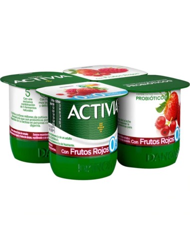 ACTIVIA FRUTOS ROJOS 0% DANONE 4X120G